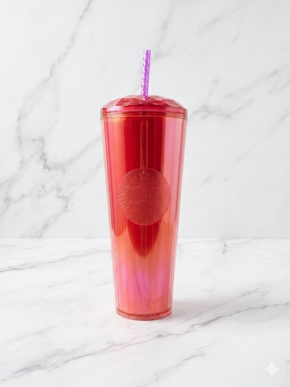 NWT Starbucks Summer 2024 Red Kaleidoscope Cold Cup Tumbler 24oz Venti Dome Lid